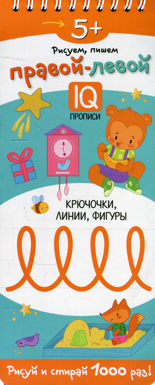 Рисуем, пишем право-левой. Крючочки, линии, фигуры. (Многоразовые прописи на пружинке 5+)