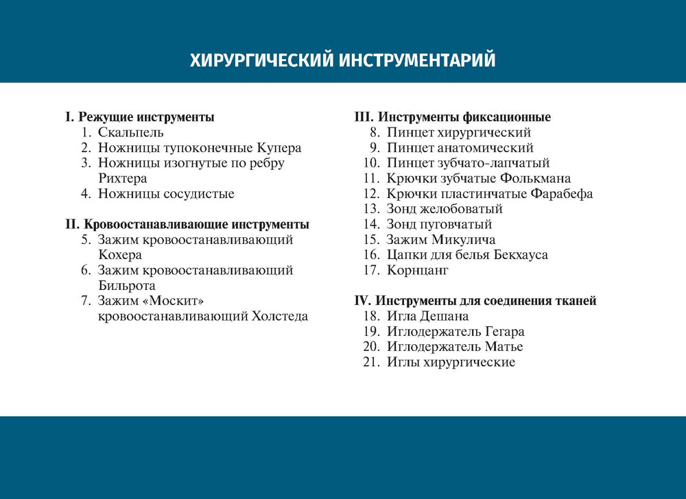 Хирургический инструментарий (карточки + кольцо для стяжки карточек)