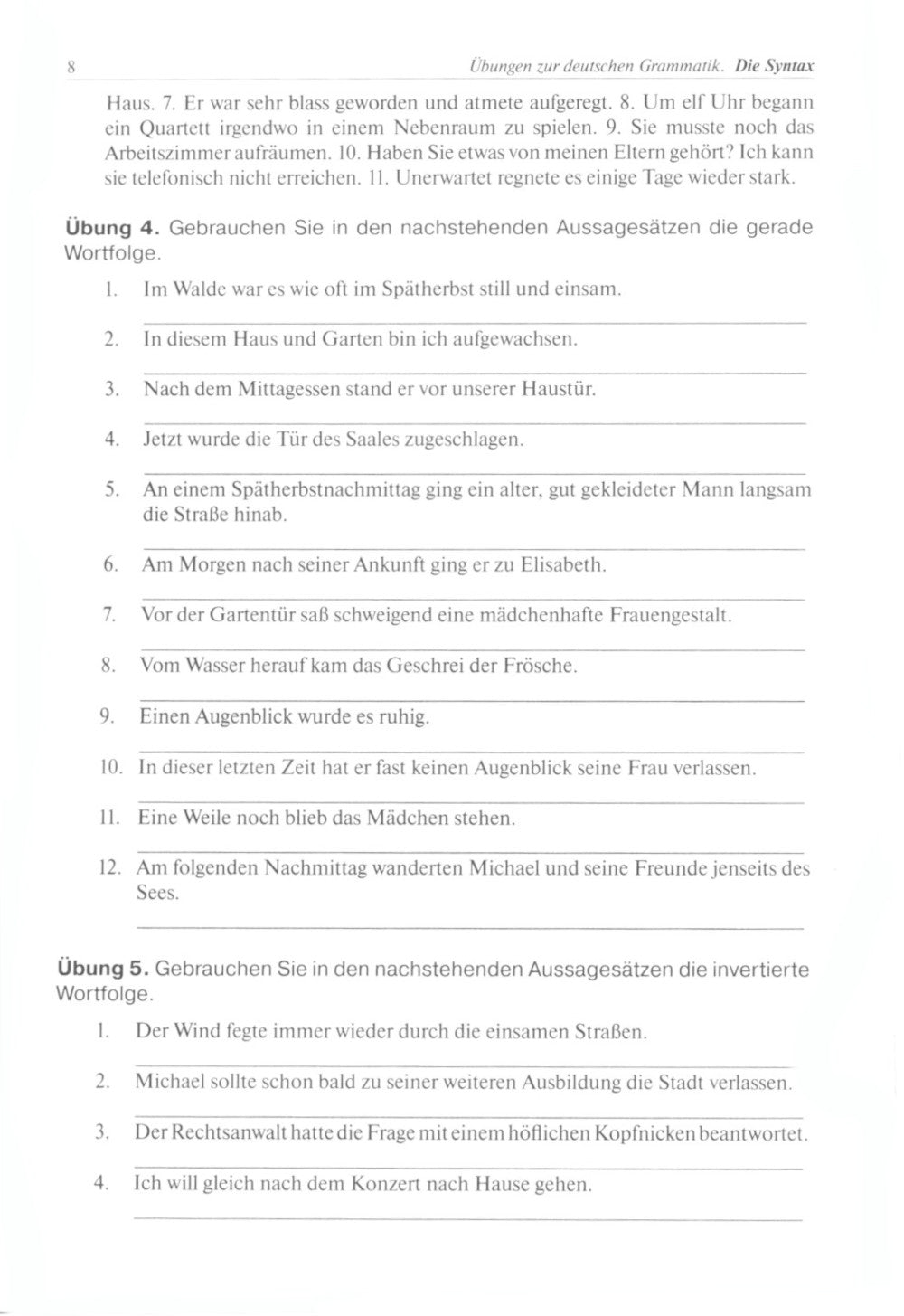 Ubungen zur deutschen Grammatik = Упражнения по грамматике немецкого языка. Синтаксис