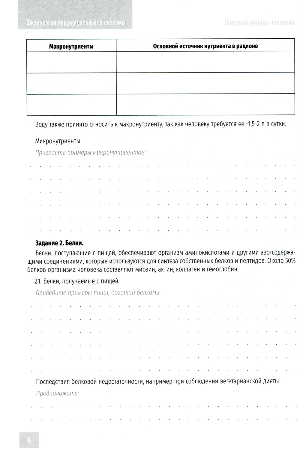 Нормальная физиология. Физиология пищеварительной системы. Рабочая тетрадь