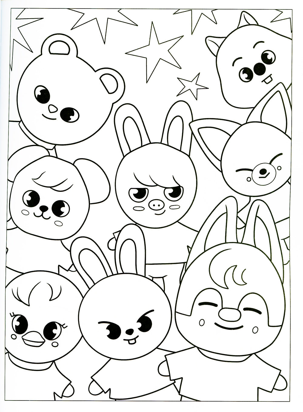 Stray kids. Раскраска с участниками одной из самых популярных k-pop групп