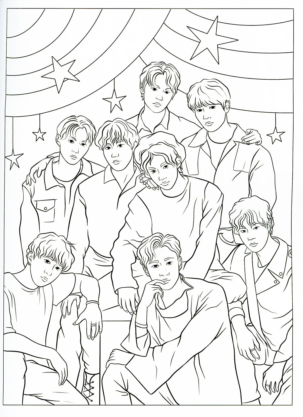 Stray kids. Раскраска с участниками одной из самых популярных k-pop групп