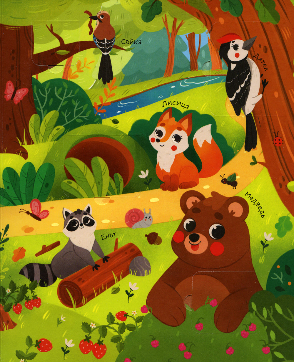 Животные: книга с окошками (более 30 окошек)