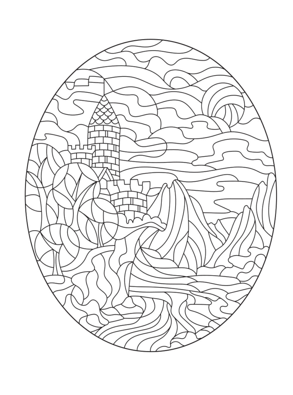 Волшебный мир. Раскрась витражи