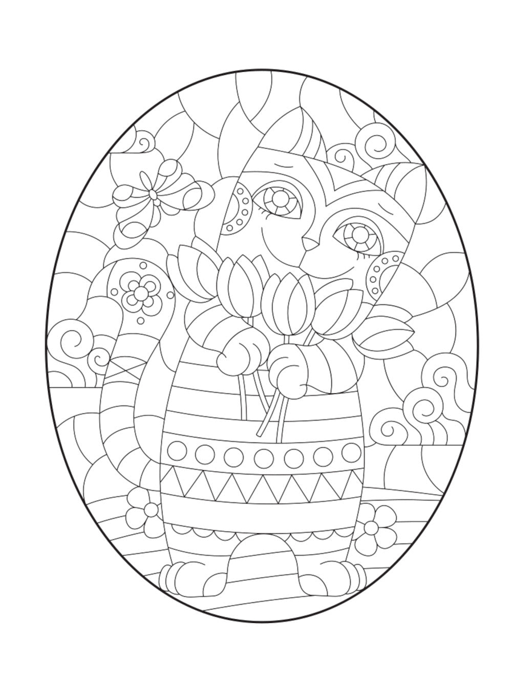 Очаровательные животные. Раскрась витражи