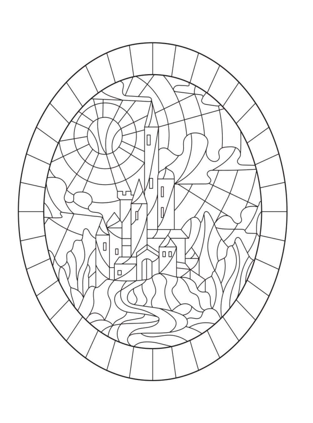 Сказочное королевство. Раскрась витражи