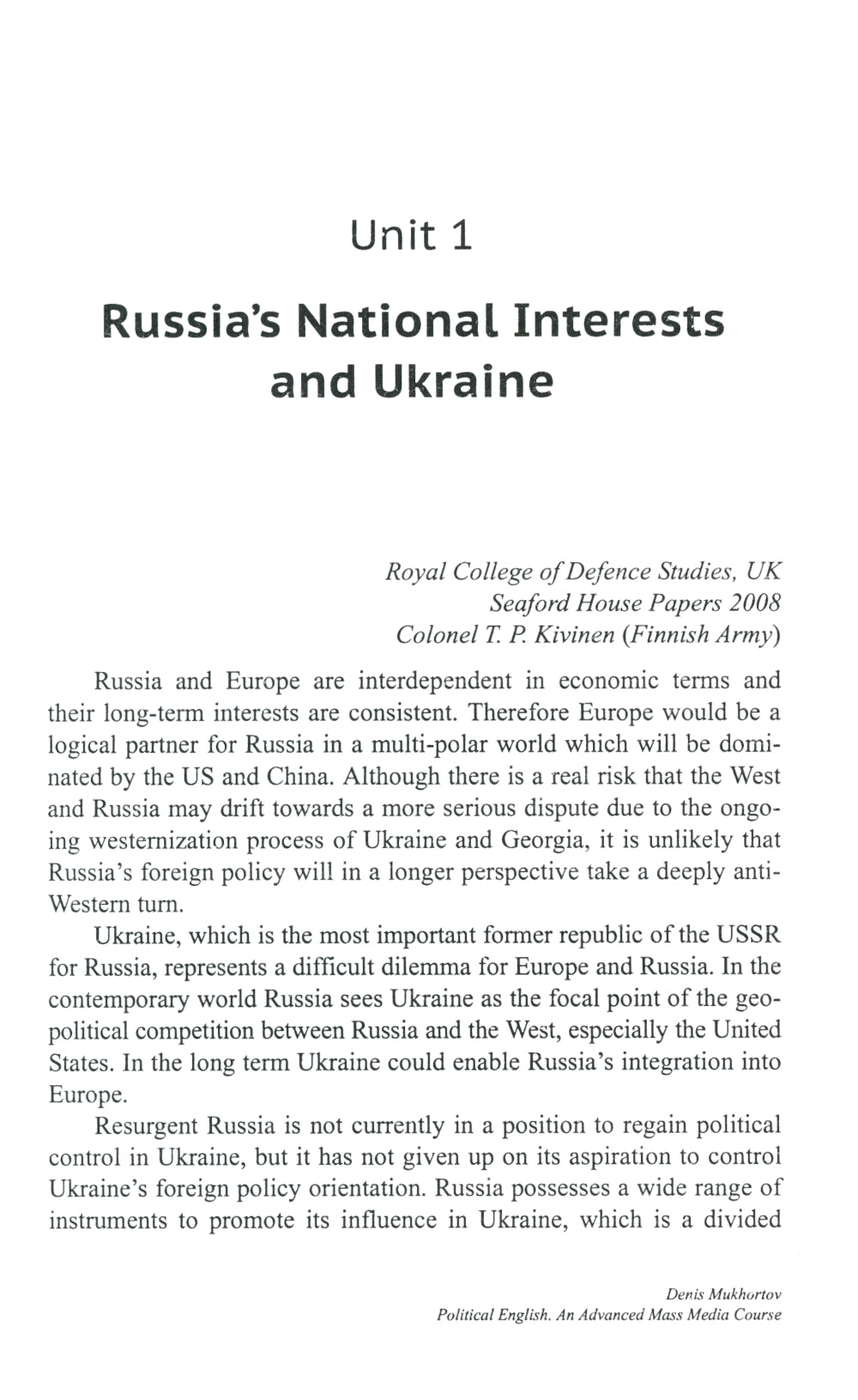 Politikal English: An Advanced Mass Media Course: Учебное пособие по английскому языку в сфере политики и международных отношений для студентов