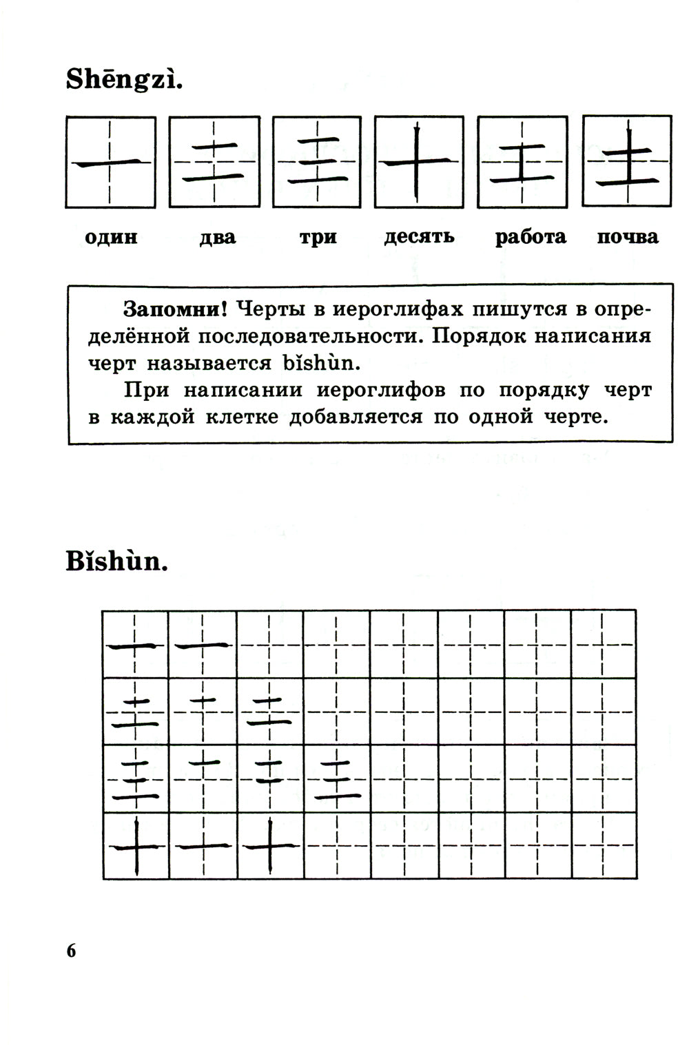 Прописи по китайскому иероглифическому письму. 1 étape de réception. 6-ème jour