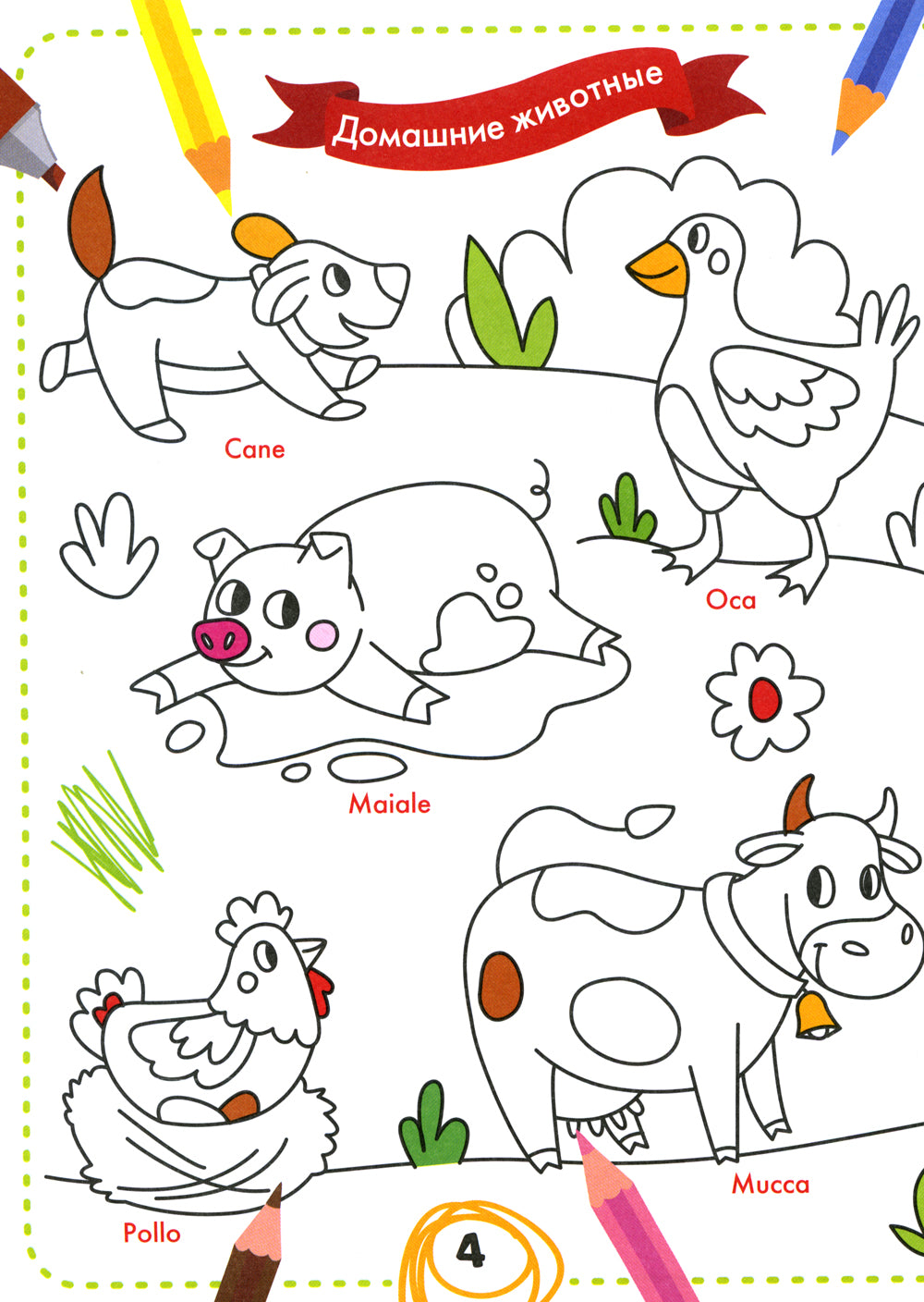 Раскрась и выучи слова: итальянский для малышей: книжка-раскраска