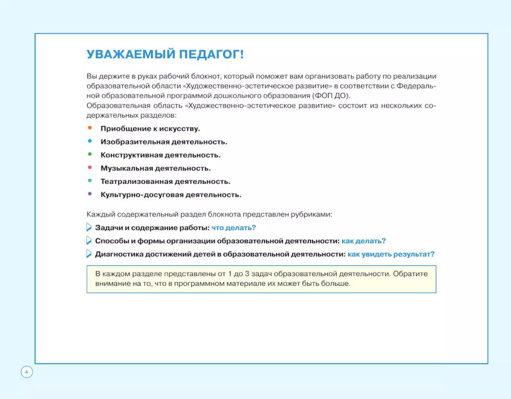Блокнот педагога старшей группы детского сада. Художественно-эстетическое развитие