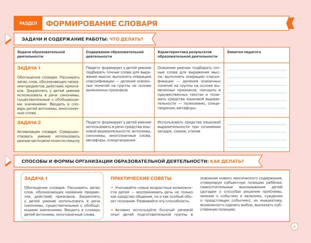 Блокнот педагога подготовительной группы детского сада. Речевое развитие