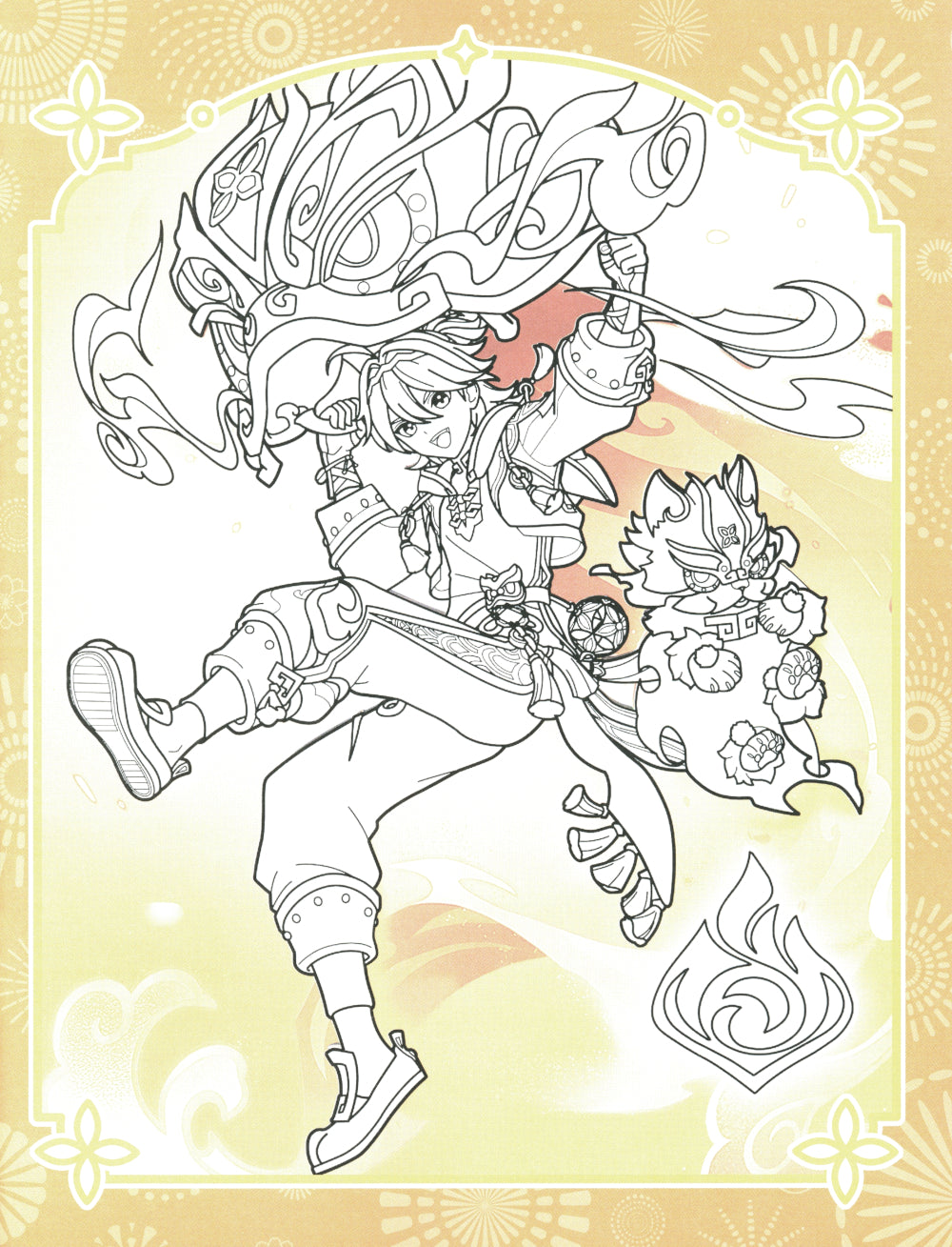 GenshinImpact. Раскраска по образцу (зеленая)