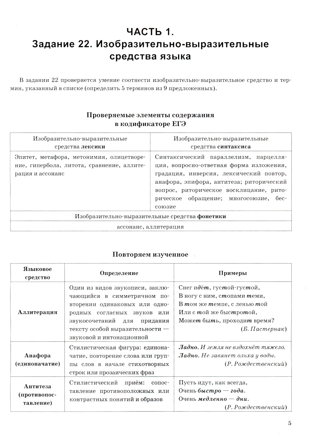 ЕГЭ 2025. Русский язык. Тренажер. Задание 22. Изобразительно-выразительные средства языка