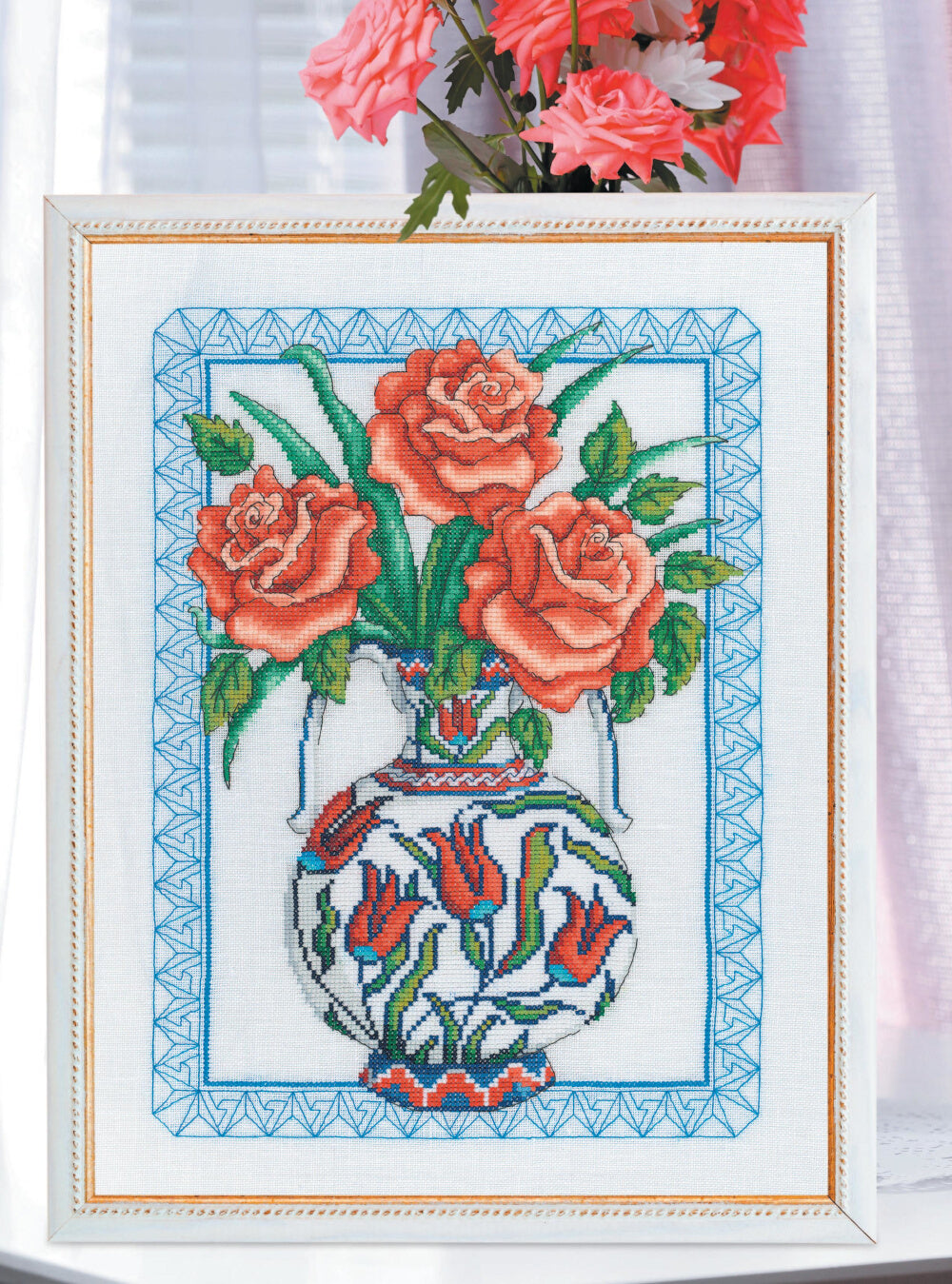 Вышивка крестиком, вдохновенной керамикой. Расписные изразцы