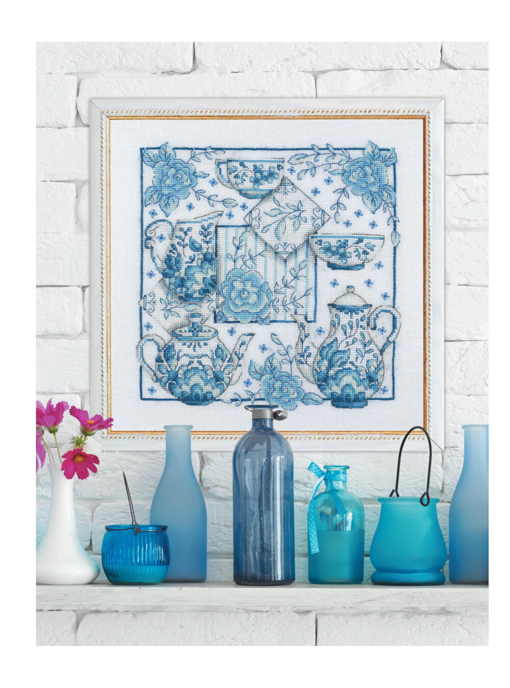 Вышивка крестиком, вдохновенной керамикой. Расписные изразцы