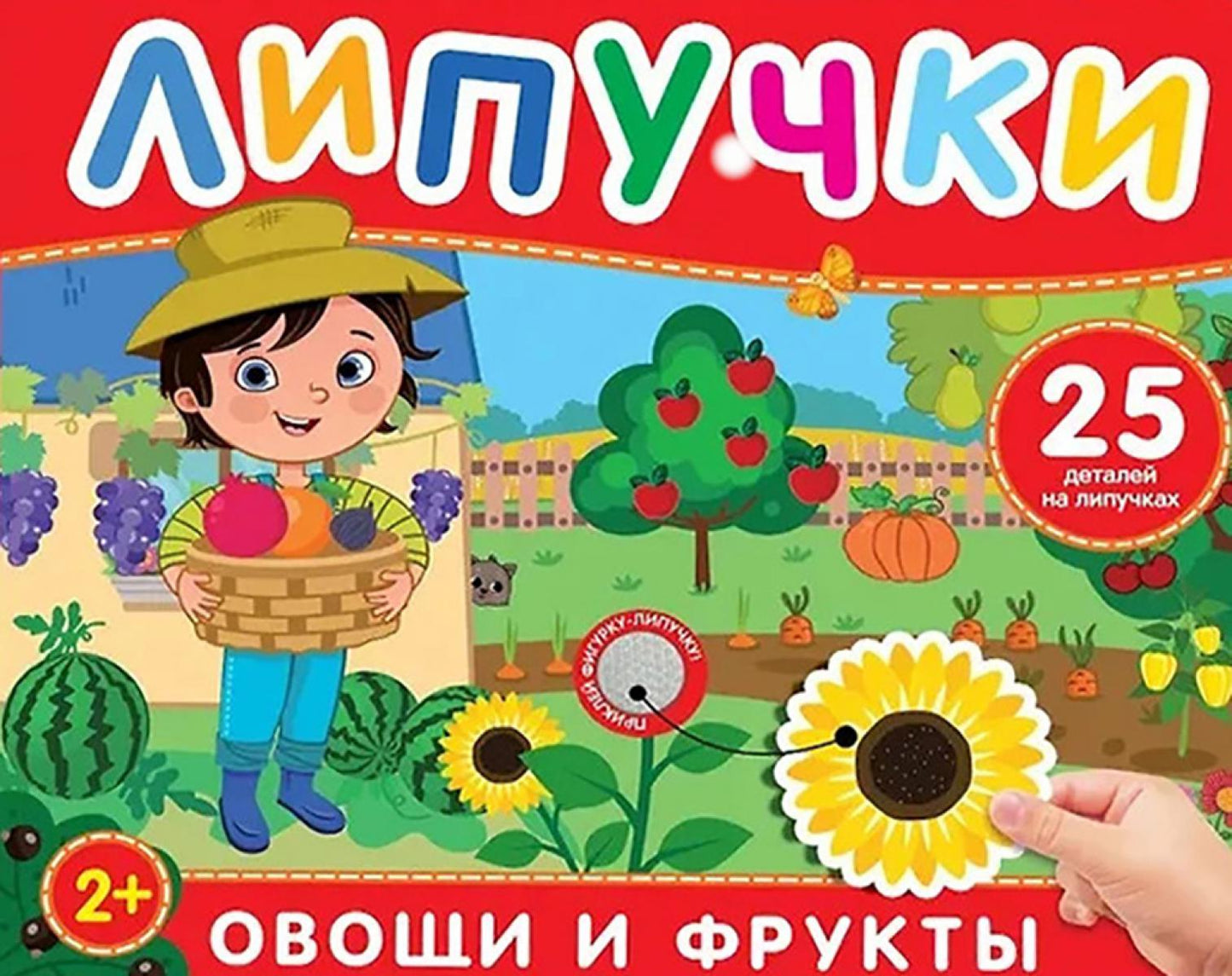 Овощи и фрукты: книга с липучками