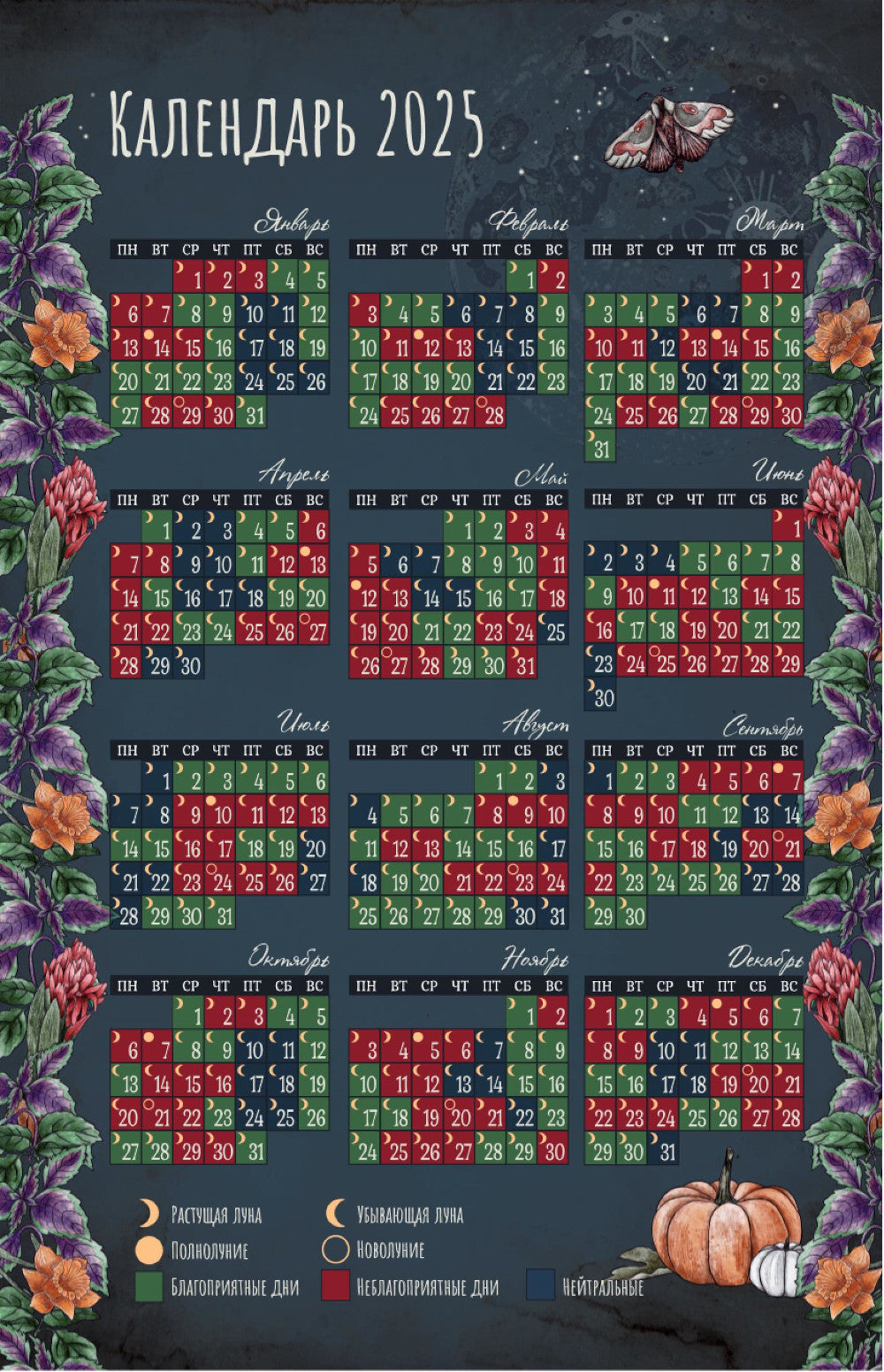 Магия садоводства: дневник наблюдений, шпаргалки и лунный календарь для создания волшебного сада