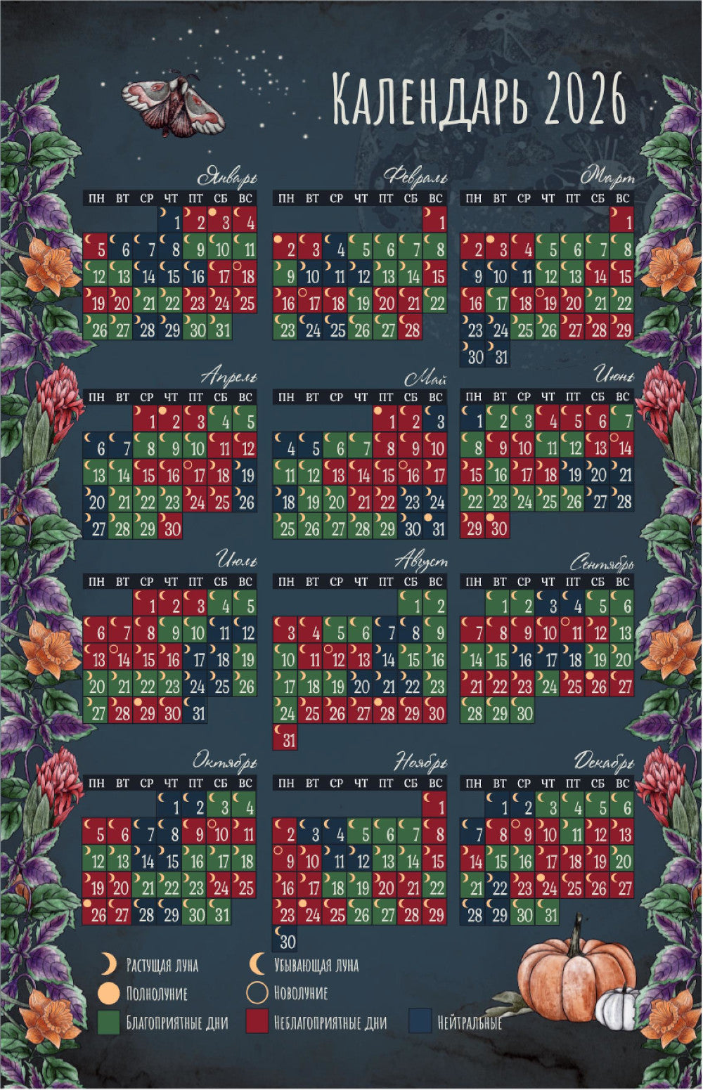 Магия садоводства: дневник наблюдений, шпаргалки и лунный календарь для создания волшебного сада