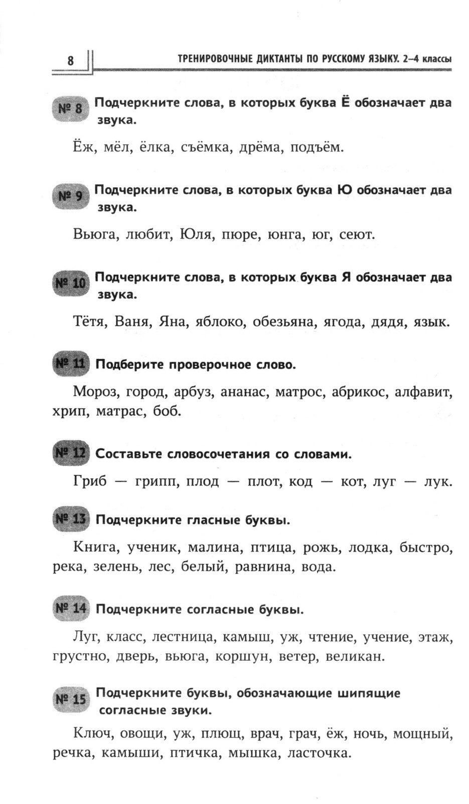 Тренировочные диктанты по русскому языку: 1-4 кл