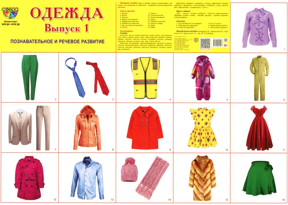 Демонстрационные картинки. Одежда-1: 16 демонстрационных картинок с текстом