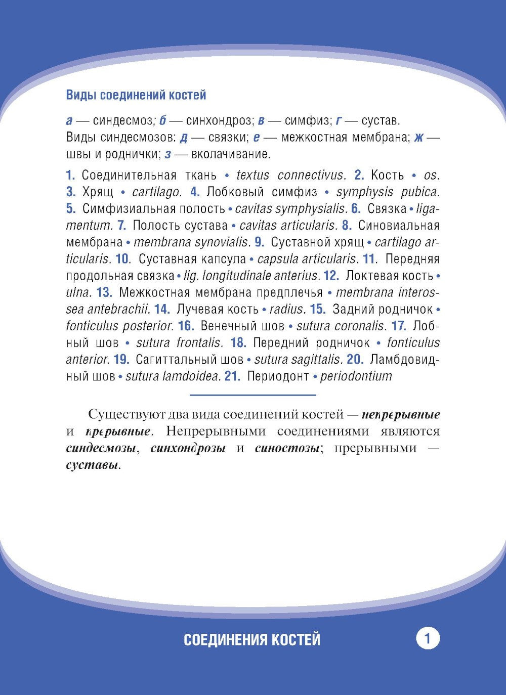 Анатомия человека. Соединения костей. Карточки: наглядное учебное пособие