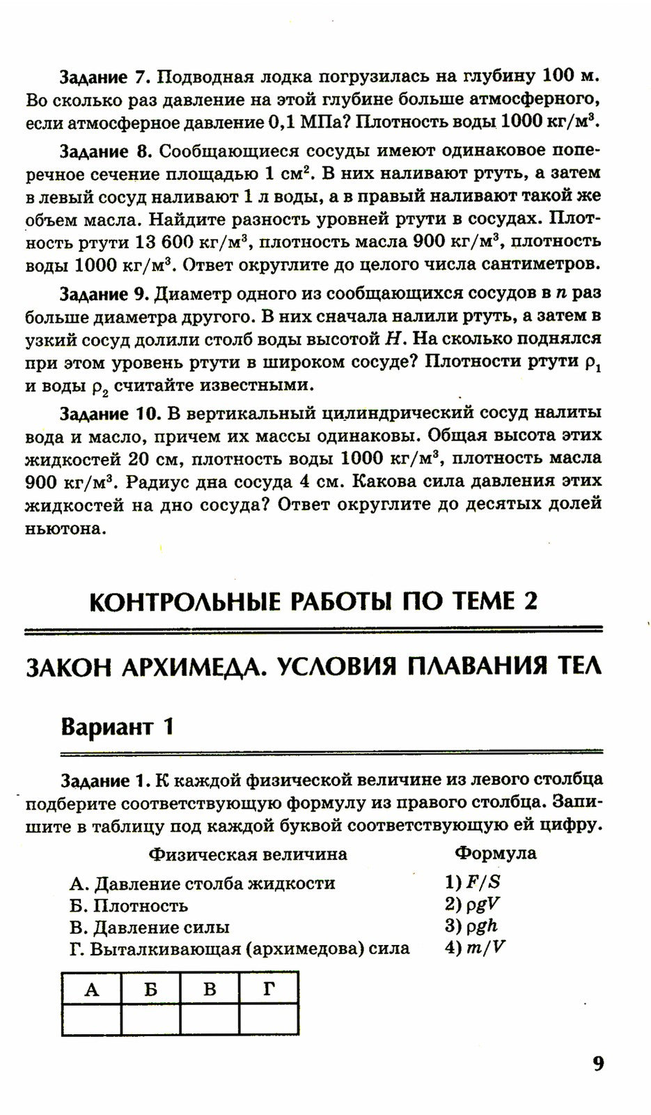 Физика: контрольные работы: гидродинамика, молекулярная физика и термодинамик...