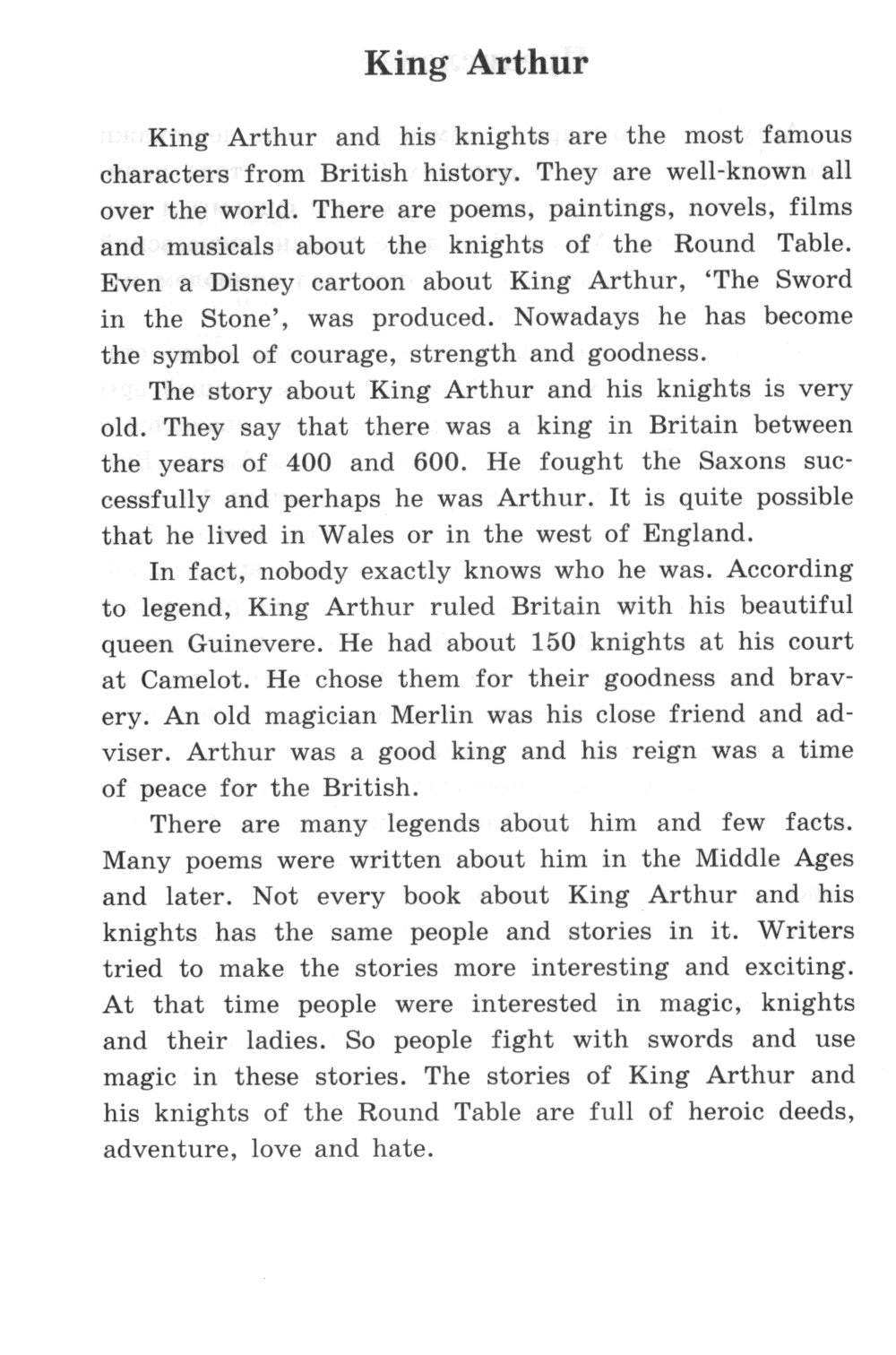 Легенды о короле Артуре. Домашнее чтение