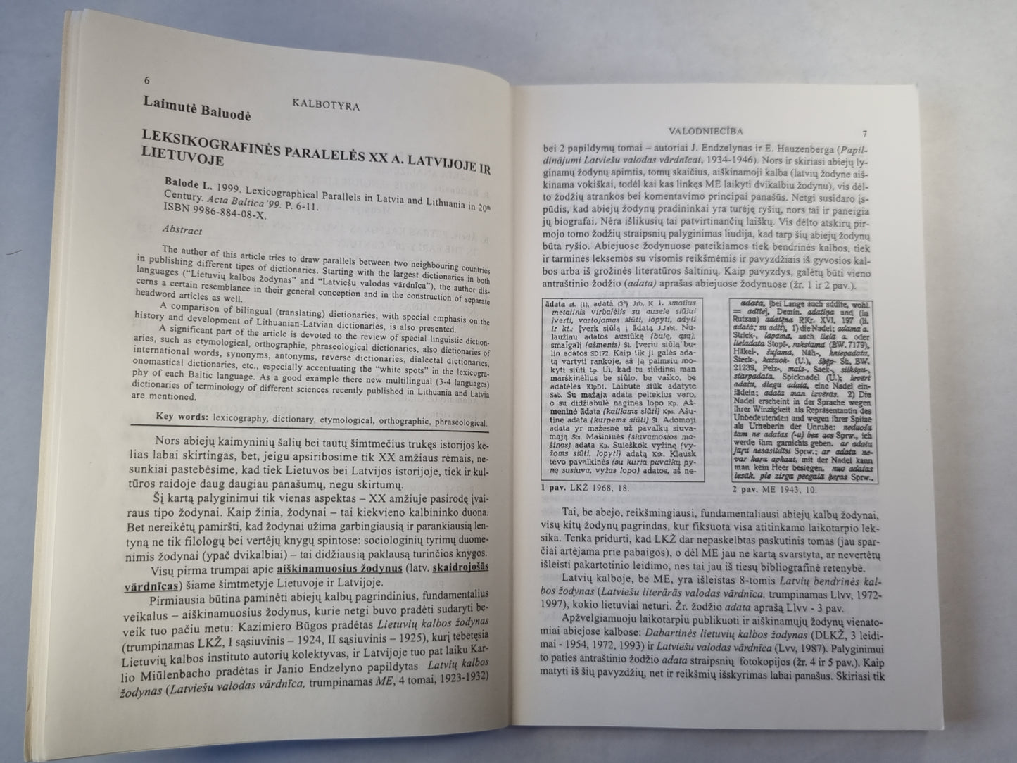 Acta Baltica `99 (LAT/LIT)