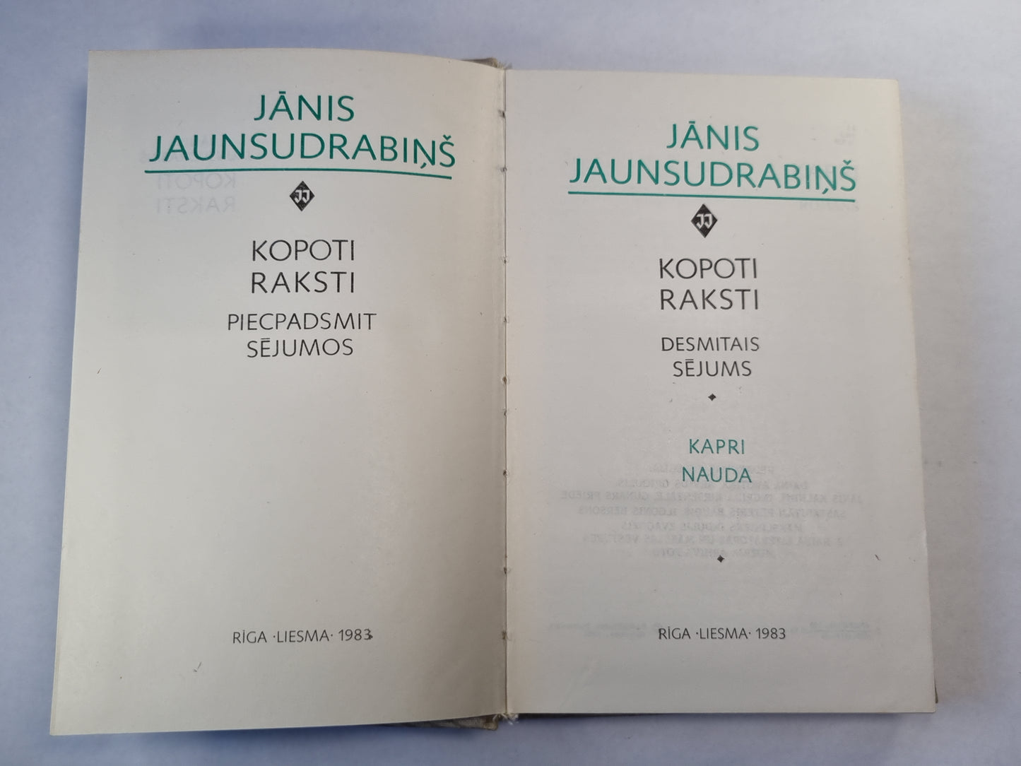 J. Jaunsudrabiņš. Kopoti raksti 10. Kapri. Nauda