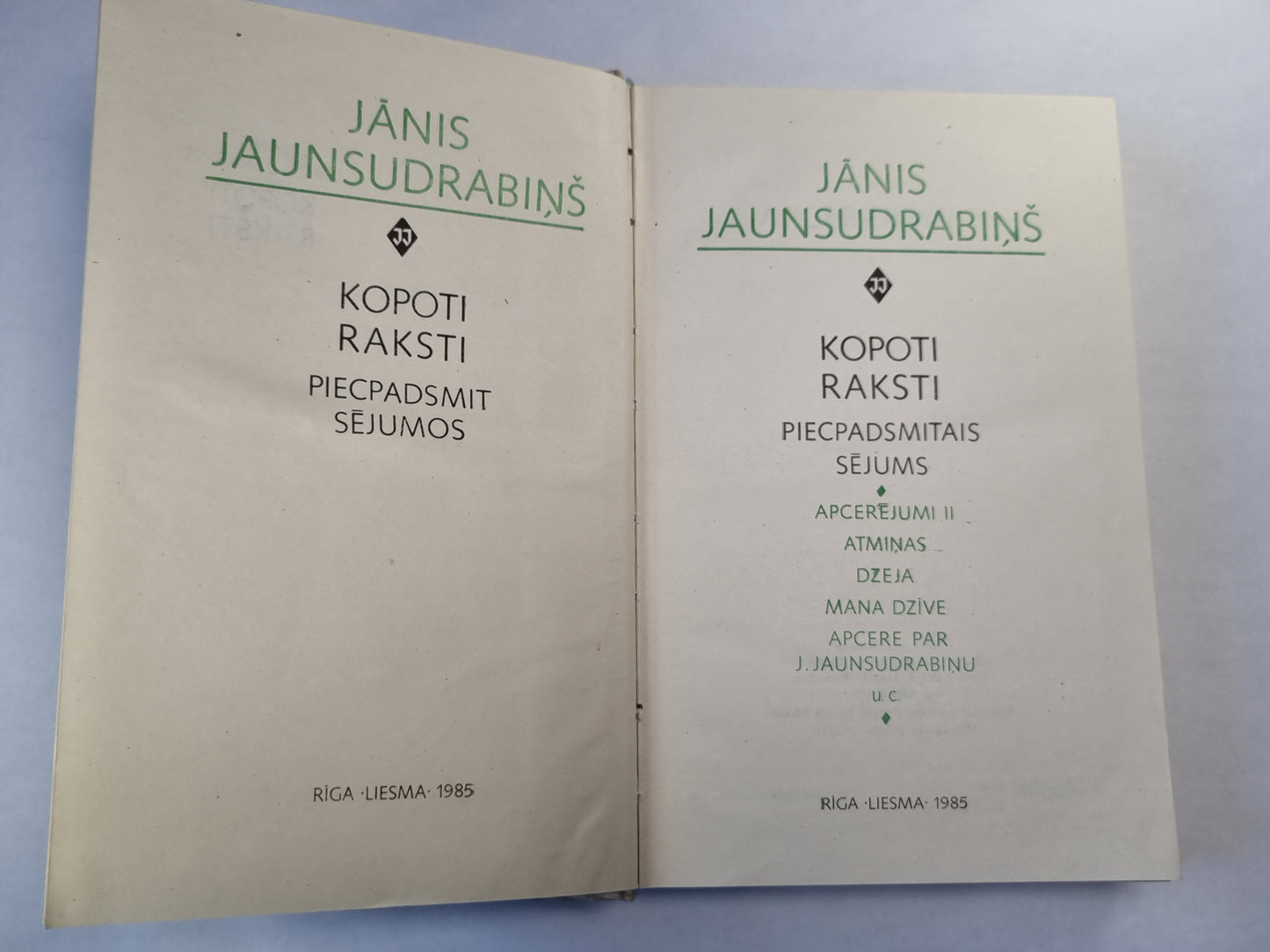 J. Jaunsudrabiņš. Kopoti raksti 15. Apcerējumi II. Atmiņas. Dzéja. Mana dzīve. uc