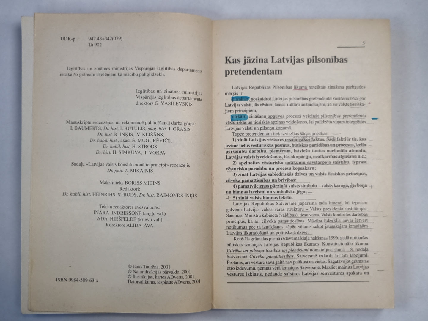 Latvijas vēstures pamatjautajumi un valsts konsitucionālie principi