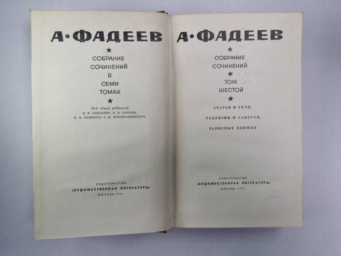 Статьи и речи, рецензии и заметки, записные книжки. А.Фадеев. Собрание сочинений. Том 6