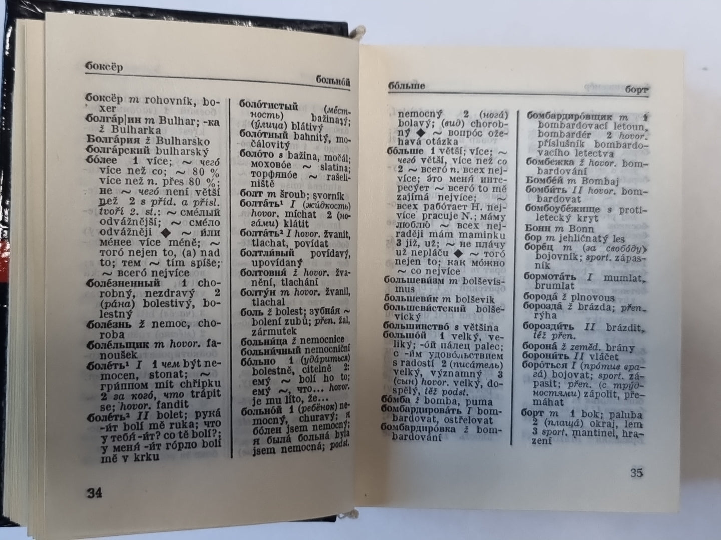 Rusko český, Česko ruský slovník