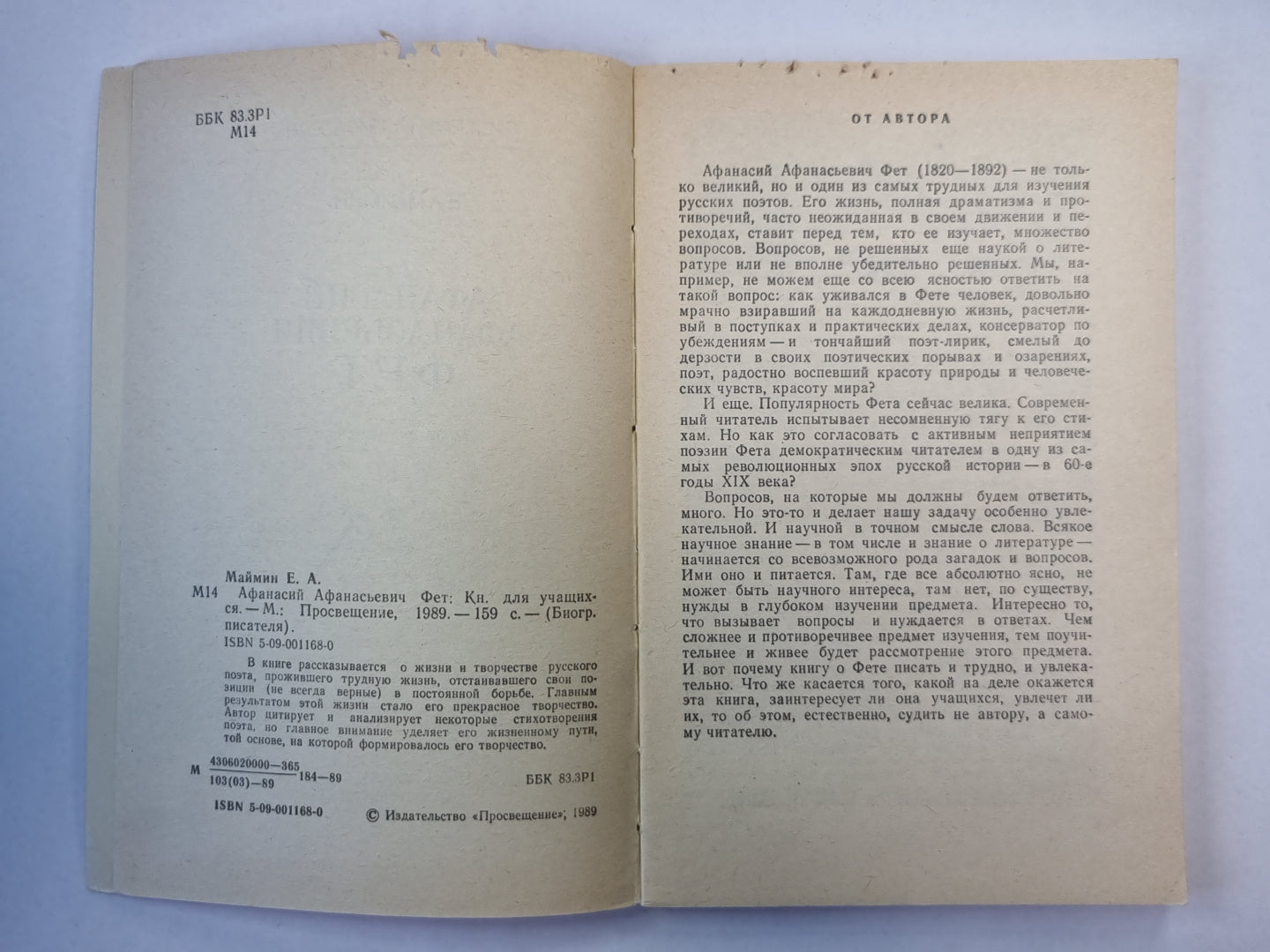 Афанасий Афанасьевич Фет. Книга для учащихся