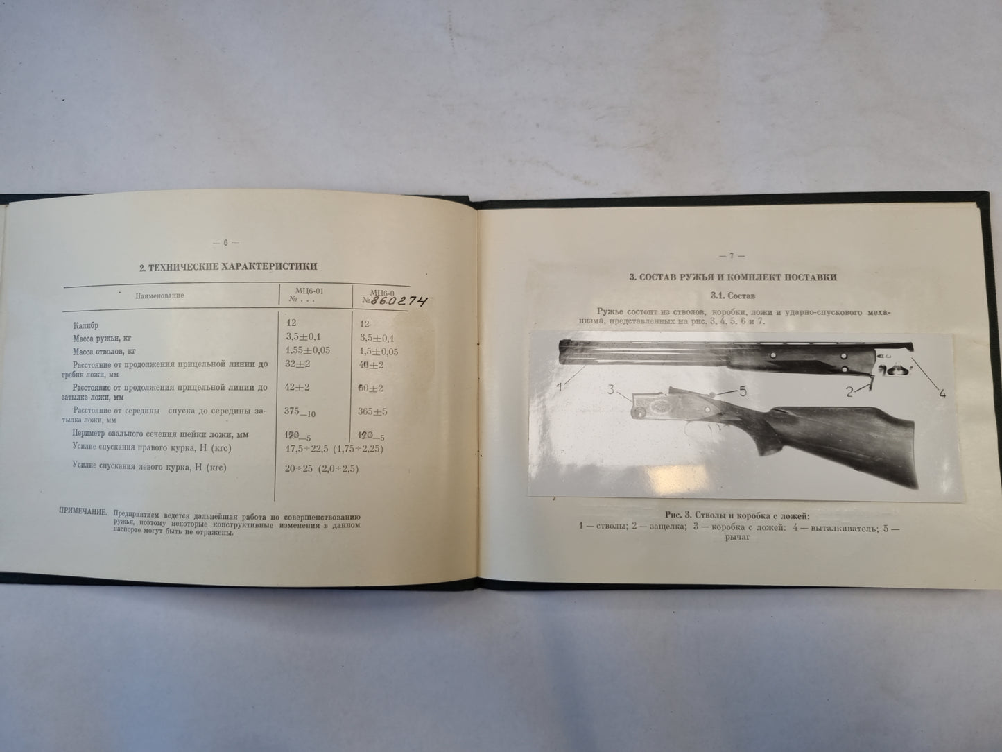 Ружья МЦ 6-01, МЦ 6-0. Паспорт