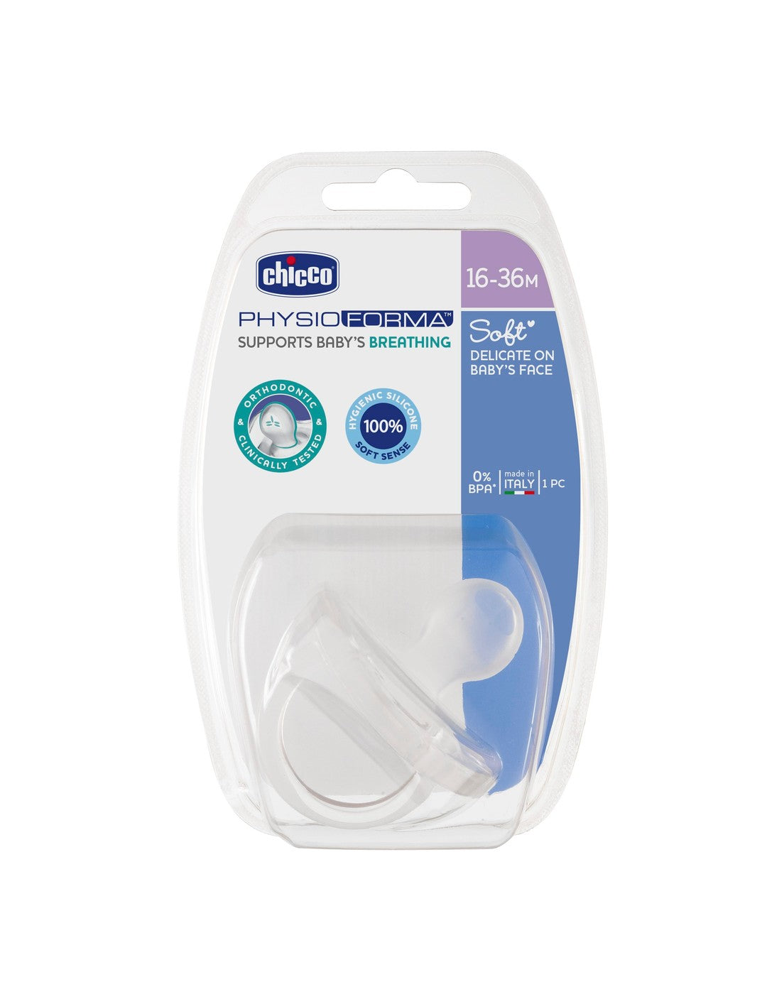 CHICCO Пустышка силикон Physio, 16 м+